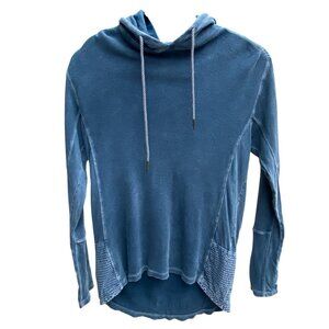 Buckle Black Pieced Thermal Knit Hoodie Streetwear Waffle Grunge Distressed-M